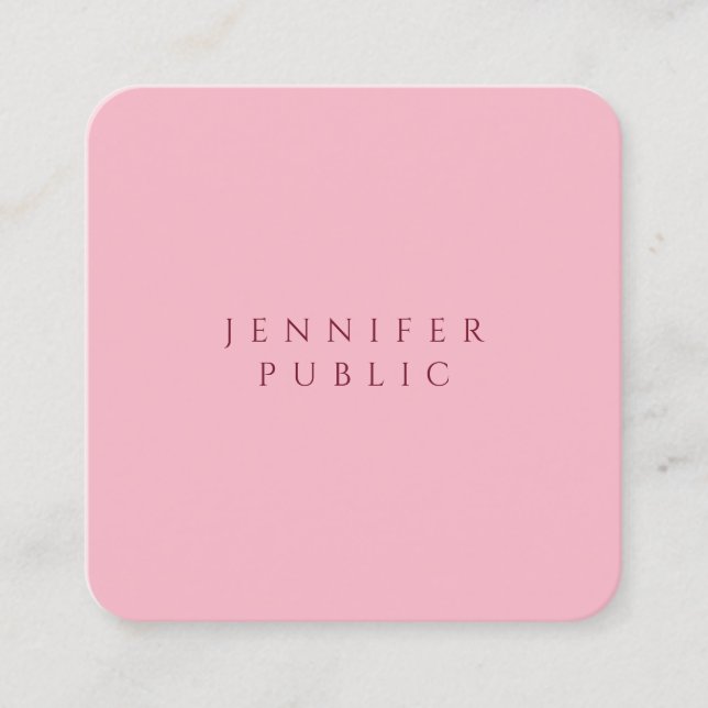 Elegant Pale Pink Modern Simple Design Template Square Business Card (Front)