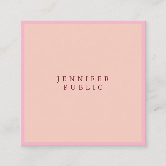 Elegant Pale Pink Modern Simple Professional Luxe Square Business Card (Front)