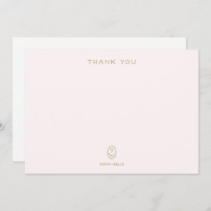 Elegant Pale Pink Monogram Thank You Card
