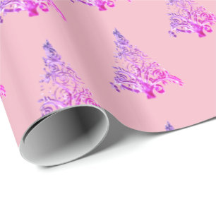 Elegant Pale Pink Purple Christmas Tree Pattern Wrapping Paper