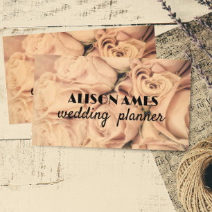 elegant pale pink roses event or wedding planner  business card