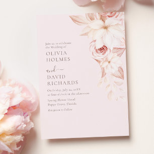 Elegant Pale Pink Roses Wedding Invitation
