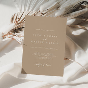Elegant Pale Taupe Minimalist Wedding Invitation