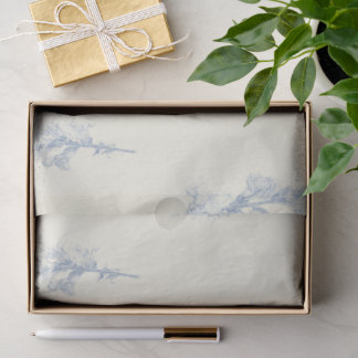 Elegant Pale Yellow and Steel Blue Botanical  Tissue Paper