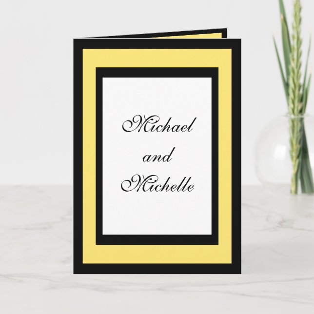 Elegant Pale Yellow Black White Enagement Party Invitation (Front)
