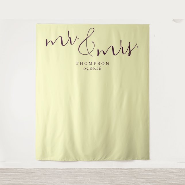 Elegant Pale Yellow Calligraphy Tapestry (Front)