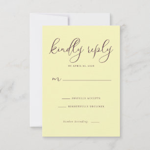 Elegant Pale Yellow RSVP Card