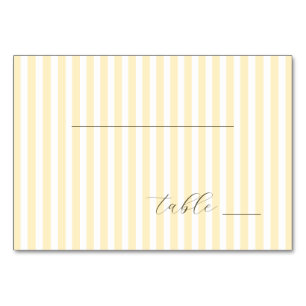 Elegant Pale Yellow Stripes Table Number