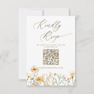 Elegant Pale Yellow Watercolor Wildflowers Wedding RSVP Card