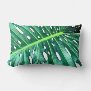 Elegant Palm Leaf tropical jungle rainforest leaf Lumbar Cushion