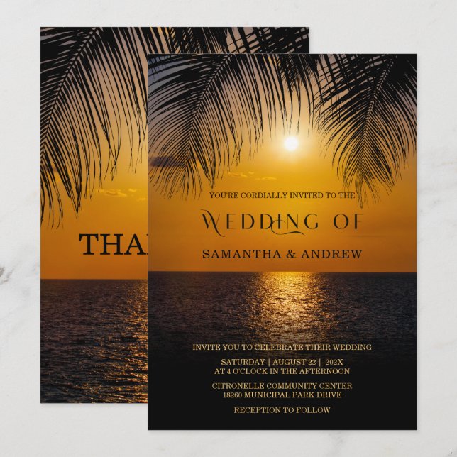 Elegant Palm Leaf Wedding Template (Front/Back)