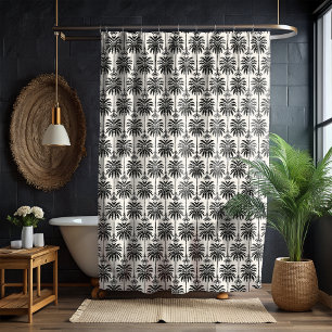 Elegant Palm Themed Damask Style Shower Curtain 