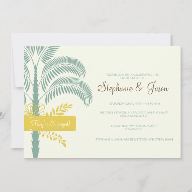 Elegant Palm Tree Engagement Party Invitation (Front)