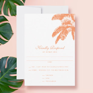 Elegant Palm Tree Tropical Wedding RSVP Card