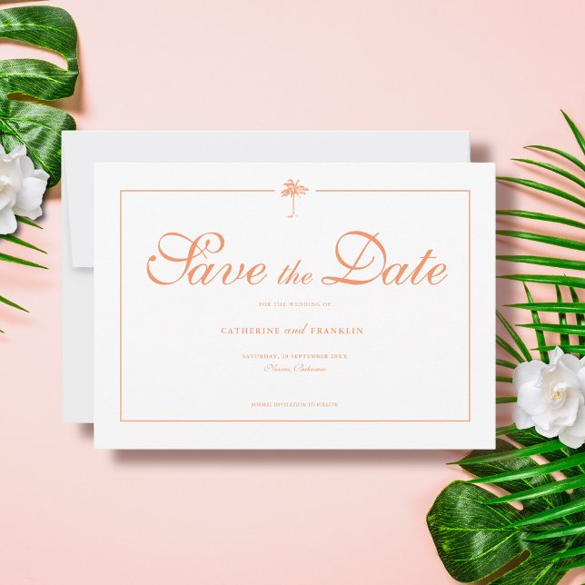 Elegant Palm Tree Tropical Wedding Save The Date (Creator Uploaded)