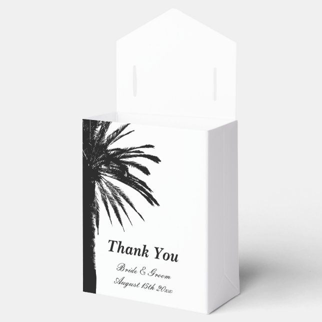 Elegant palm tree wedding party favour boxes (Opened)