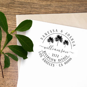 Elegant Palm Trees Couple Family Return Address Self-inking Stamp