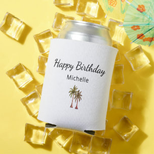 Elegant Palm Trees Tropical Birthday Party Can Cooler