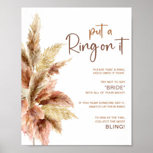 Elegant Pampa Grass Ring Game Bridal Shower Sign