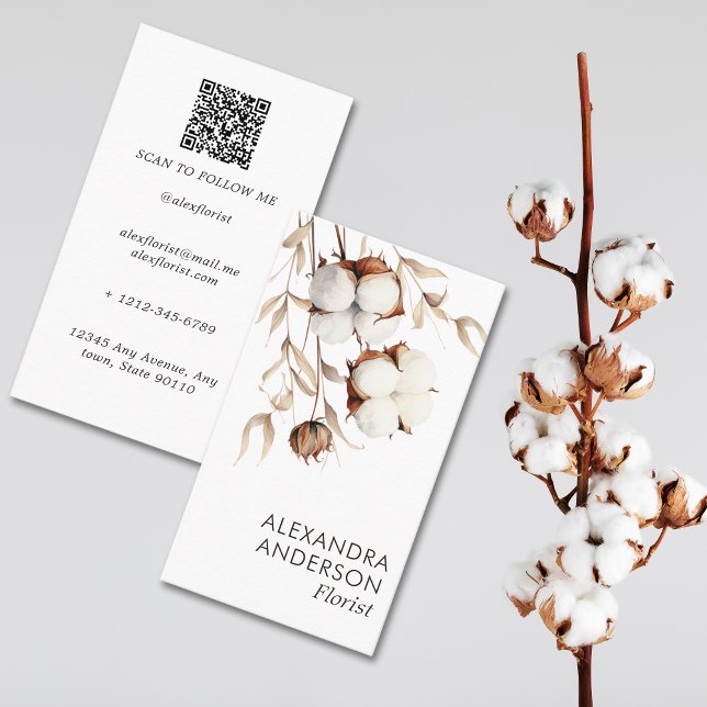 Elegant Pampas Cotton Boho Floral Business Card (Creator Uploaded)