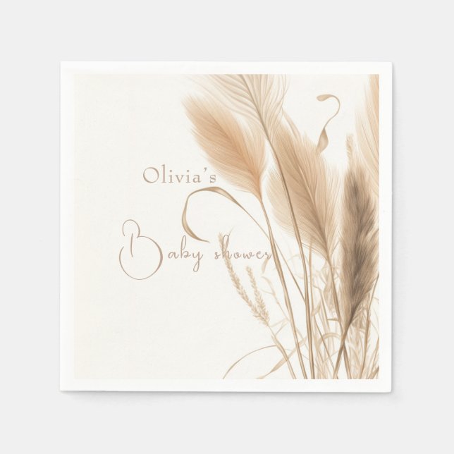 elegant Pampas grass Baby shower  Napkin (Front)