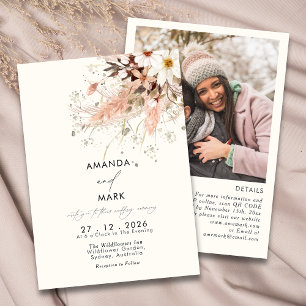 Elegant Pampas Grass Boho Wildflower Wedding  Invitation