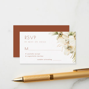 Elegant pampas grass floral wedding RSVP Enclosure Card