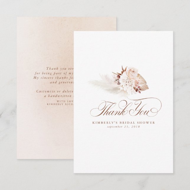 Elegant Pampas Grass Light Floral Thank You (Front/Back)