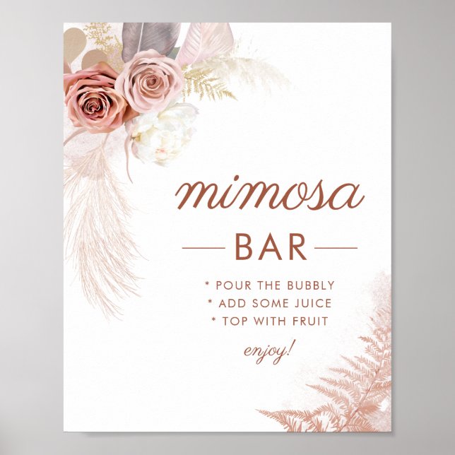 Elegant Pampas Grass Mimosa Bar Sign (Front)