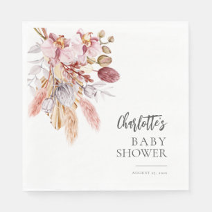 Elegant Pampas Grass Terracotta Baby Shower Paper Napkin