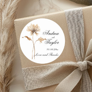 Elegant Pampas Grass Wedding Classic Round Sticker