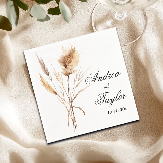 Elegant Pampas Grass Wedding Napkin (Creator Uploaded)