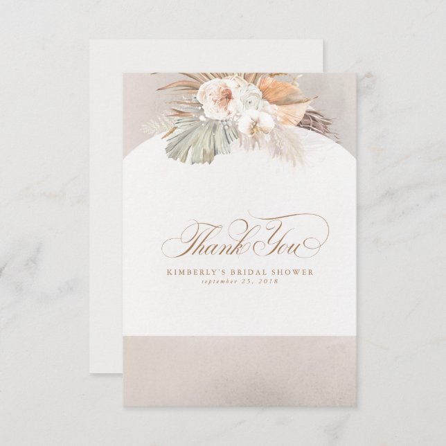 Elegant Pampas Grass White Floral Thank You (Front/Back)