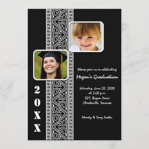 Elegant panel -Black Graduation Party invites
