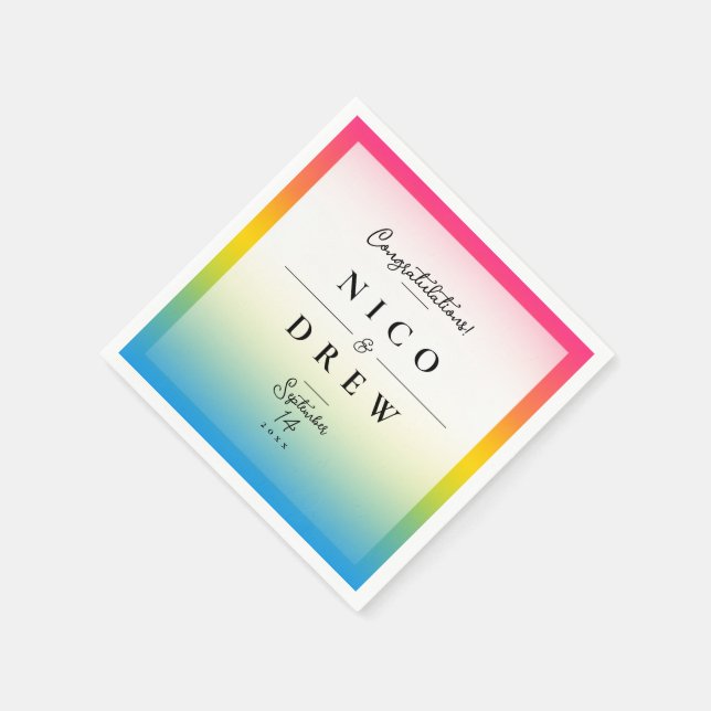 Elegant Pansexual Pride Wedding  Napkin (Corner)
