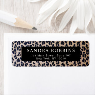 Elegant panther pattern with light beige name return address label