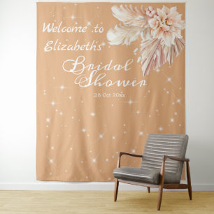 Elegant papas grass bridal shower beige floral tapestry