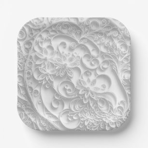 Elegant Paper Quilling Daisy Design Plate