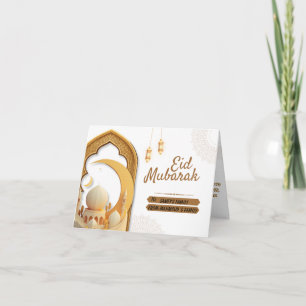 Elegant Papercut Mosque and Gold Crescent Thank You Card