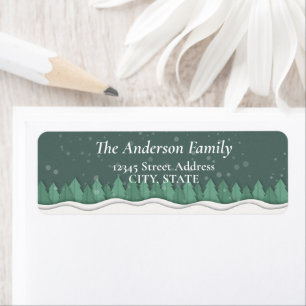 Elegant Papercut Winter Forest Evergreen Trees Return Address Label