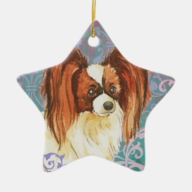 Elegant Papillon Ceramic Ornament (Front)