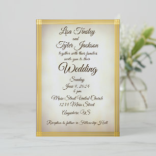  Elegant Parchment Style Foil Wedding Invitation