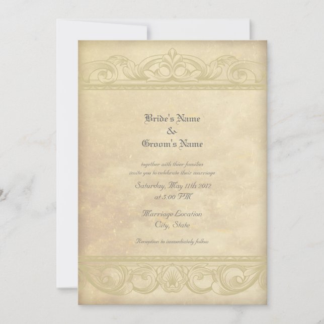 Elegant Parchment Style Wedding Invitations (Front)