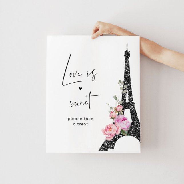 Elegant Paris floral Love is sweet take a treat Poster (Creator Uploaded)