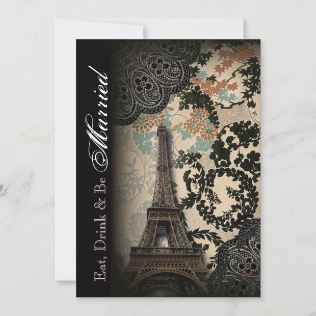 elegant Paris floral   vintage rehearsal dinner Invitation (Front)