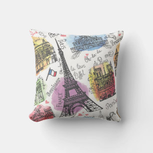 Elegant Paris France Fashion Sketch Cushion