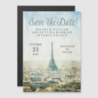 Elegant Paris View Eiffel Tower Save the Date