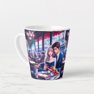 Elegant Parisian Cafe Date: A Romantic Escape Latte Mug