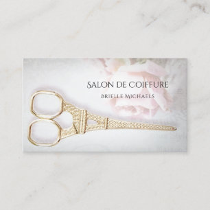 Elegant Parisian Salon Rose Floral Hair Stylist Business Card