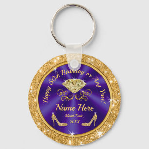 Elegant, Party Favors for 50th Birthday Female Key Ring